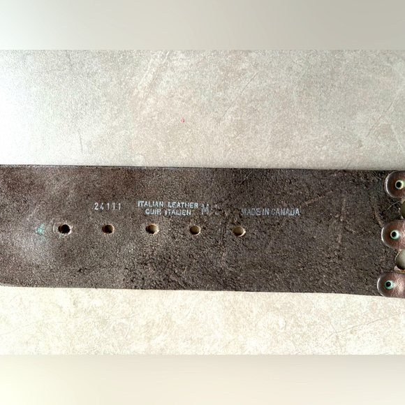 Boho, Punk Style Wide Unisex Belt, Genuine Italian Leather, Made in Canada L - Picture 7 of 8